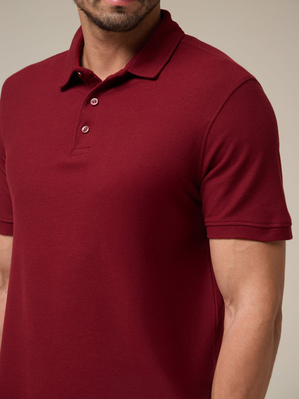 Burgundy Pique Polo