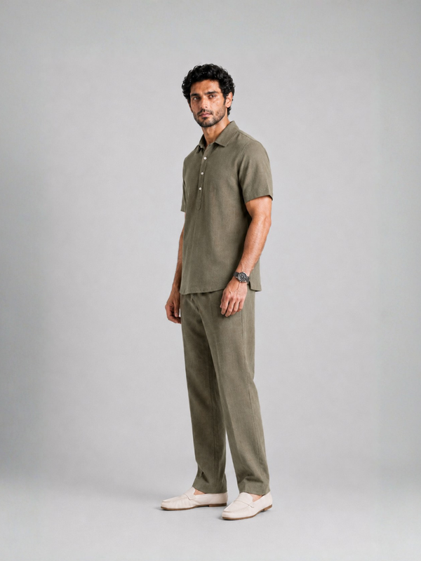 The Easy Linen Co-ord - Forest Olive