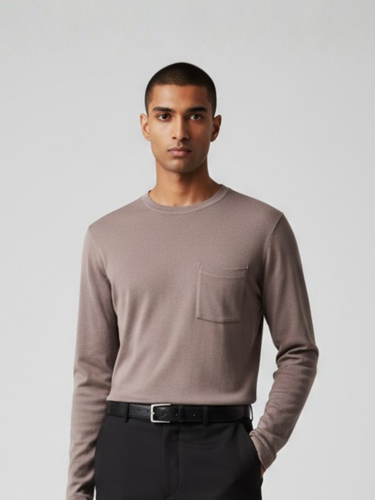 Dark Brown Full Sleeves With Pocket- 220 GSM