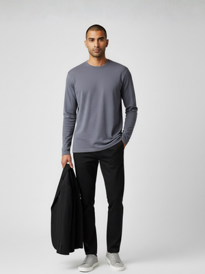 Smoke Grey Full Sleeves Without Pocket-220 GSM