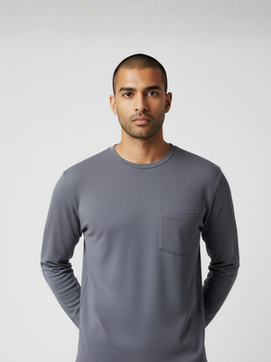 Smoke Grey Full Sleeves With Pocket-220 GSM