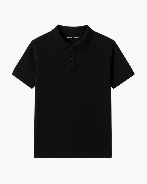 Deep Black Polo - Premium Pique