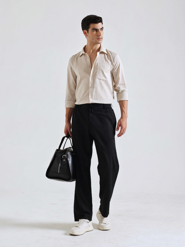 The Easy Linen Trouser - Carbon Black