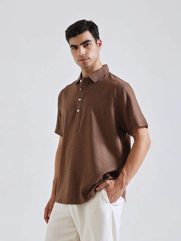 The Easy Linen Shirt - Coco Brown