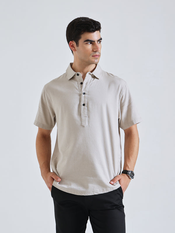 The Easy Linen Shirt - Warm Stone