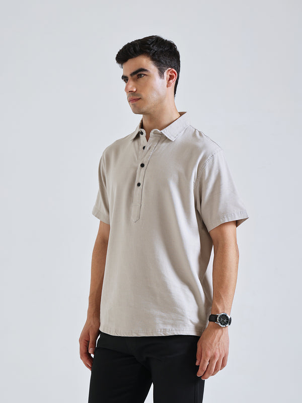 The Easy Linen Shirt - Warm Stone