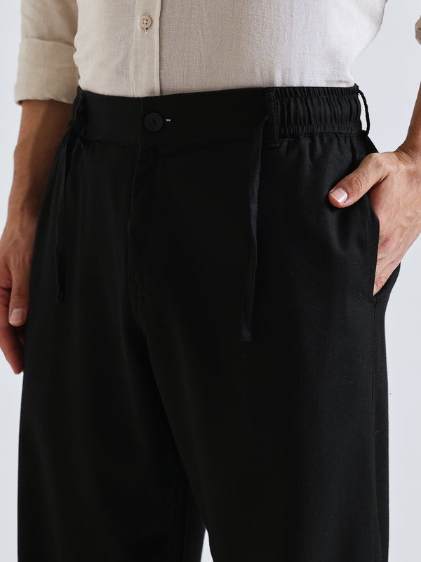 The Easy Linen Trouser - Carbon Black