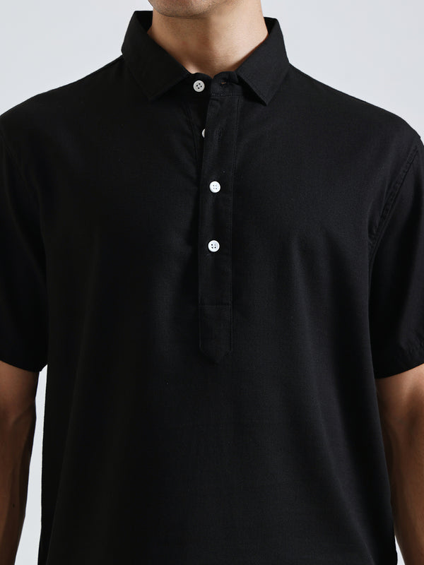 The Easy Linen Shirt - Carbon Black