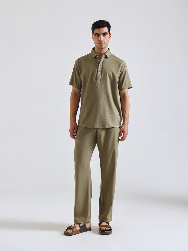 The Easy Linen Co-ord - Forest Olive