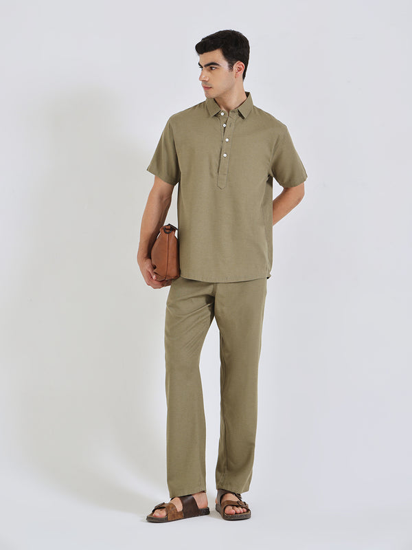 The Easy Linen Co-ord - Forest Olive