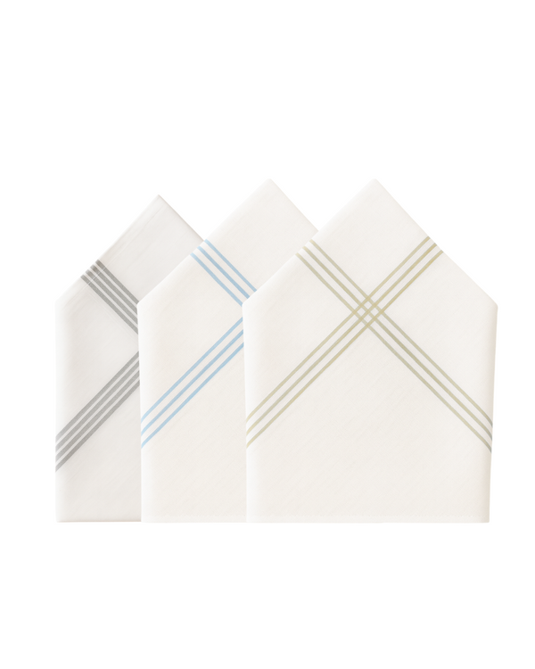 Premium Cotton Anti-Bacterial Handkerchiefs - Italian Cotton ( Pack of 3 )