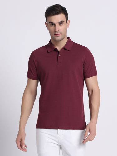 Crimson Maroon Polo - 100% Pique Cotton