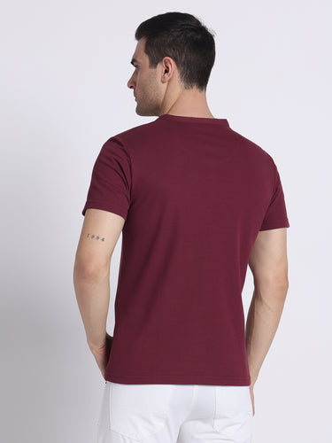 Deep Maroon Henley - 100% Pique Cotton