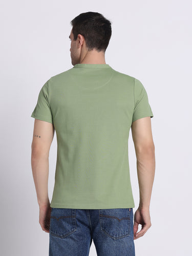 Forest Green Henley - 100% Pique Cotton