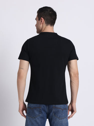 Jet Black Henley - 100% Pique Cotton