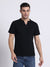 Jet Black Henley - 100% Pique Cotton