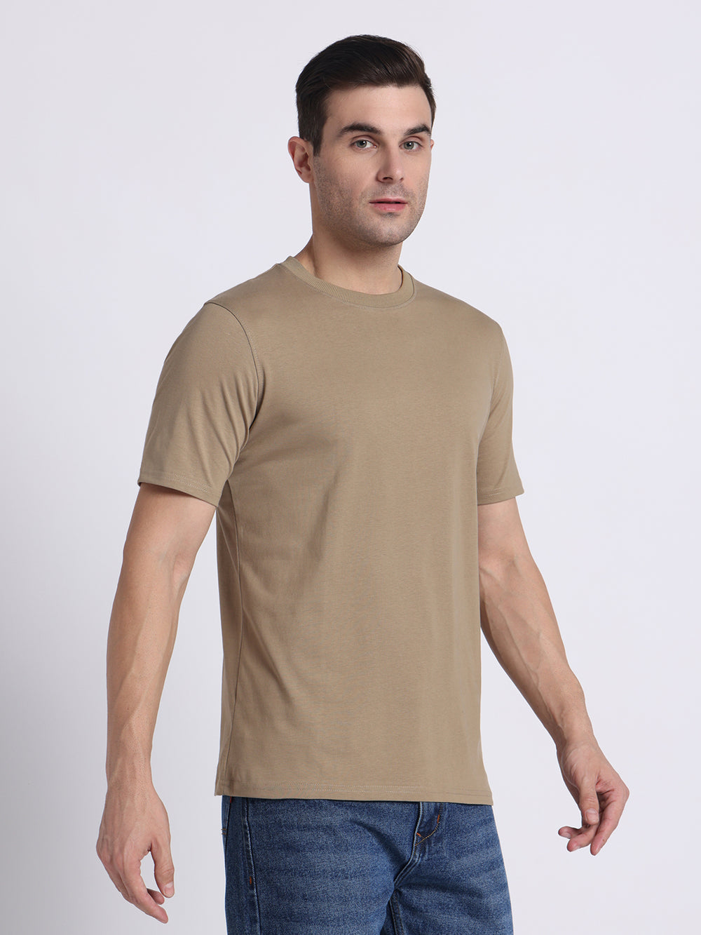 Olive Brown Round Neck