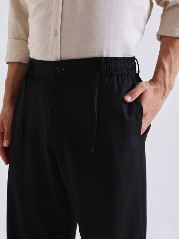 The Easy Linen Trouser - Carbon Black
