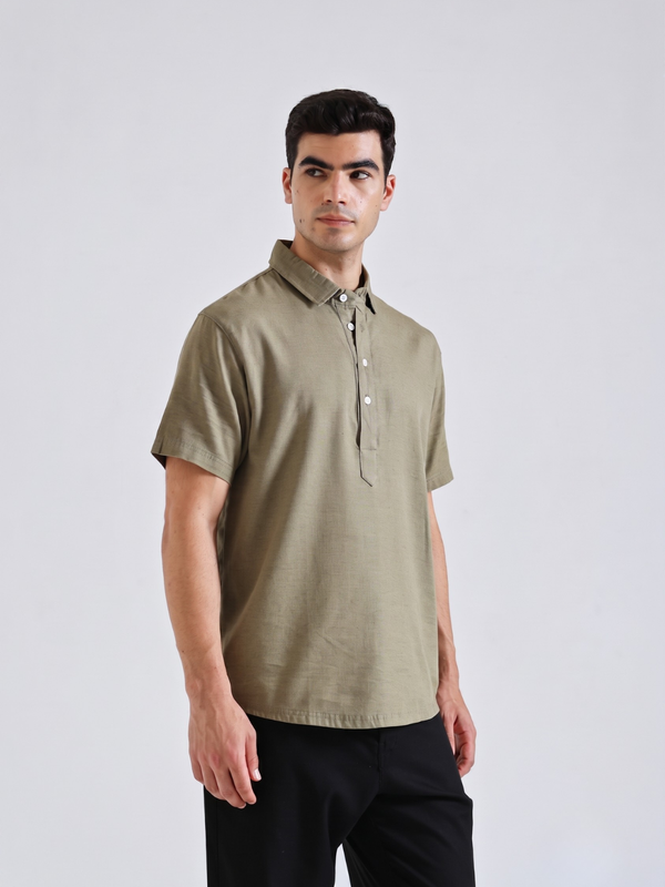 The Easy Linen Shirt - Forest Olive