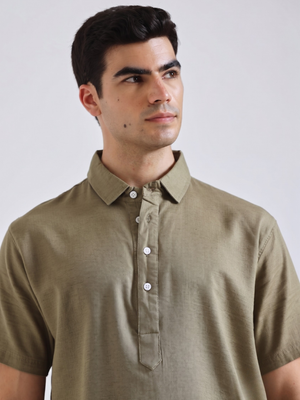 The Easy Linen Shirt - Forest Olive