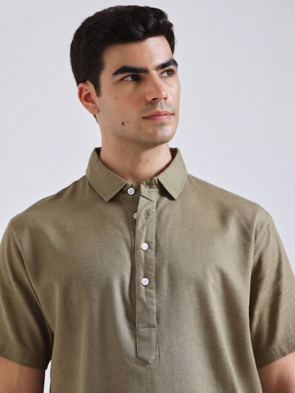 The Easy Linen Shirt - Forest Olive