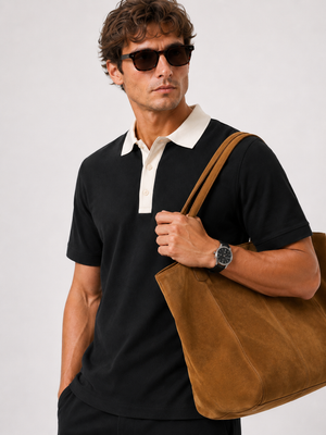 Mono Black Contrast Polo Co-ord Set