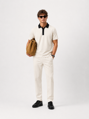 Ivory White Contrast Polo Co-ord Set