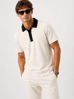 Ivory White Contrast Polo Co-ord Set